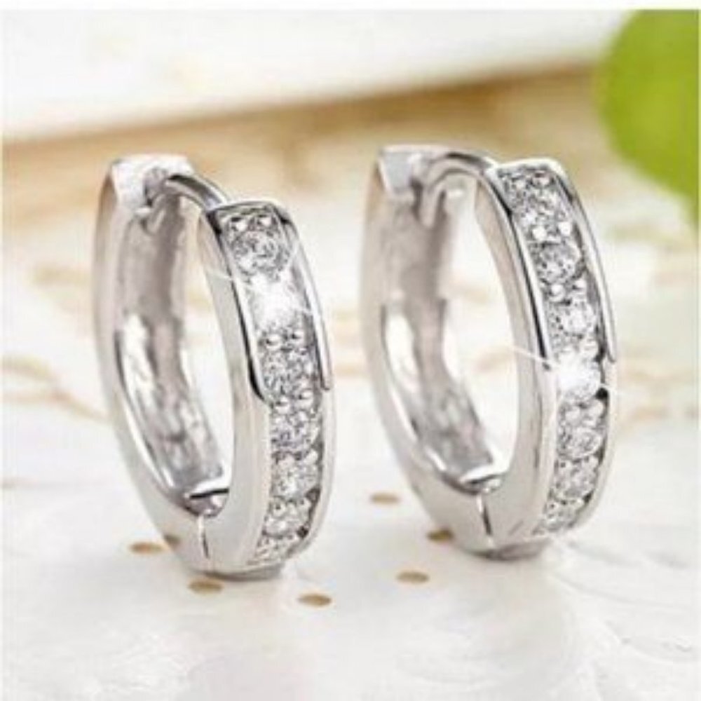 Cubic Zirconia Crystal Sterling Silver Earrings 15$